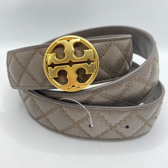 Tory Burch Willa Quilted Leather 1.5" Width Belt 140930 Size L